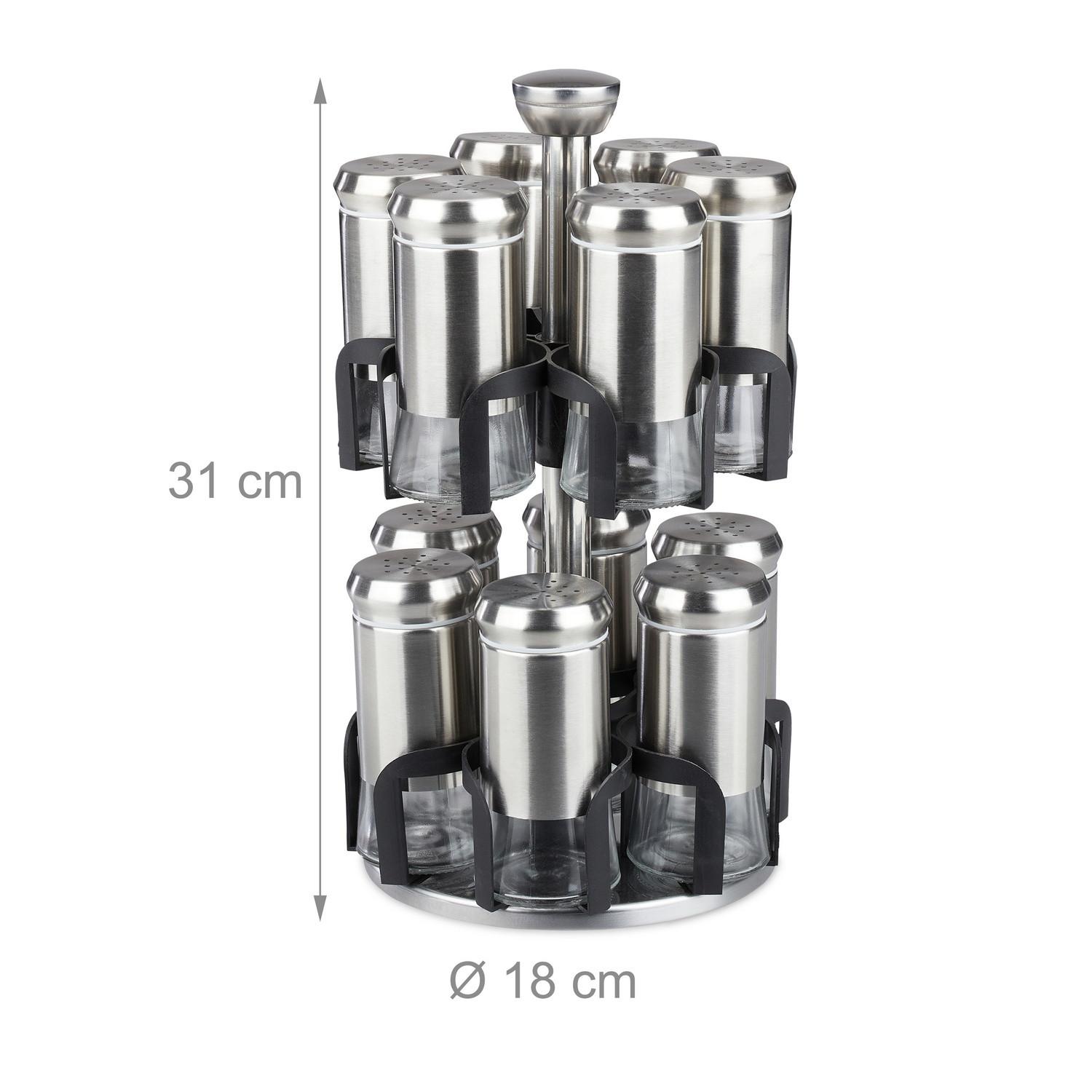 B2X Étagère à épices avec 12 pots en verre  