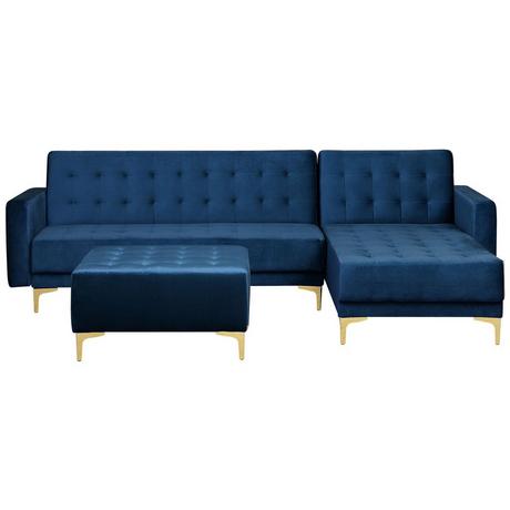 Beliani Ecksofa mit Ottomane aus Samtstoff Modern ABERDEEN  