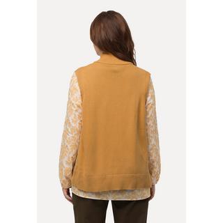 Ulla Popken Zopfmuster ärmelloser Stehkragen Pullunder  