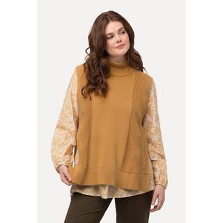 Ulla Popken Zopfmuster ärmelloser Stehkragen Pullunder  