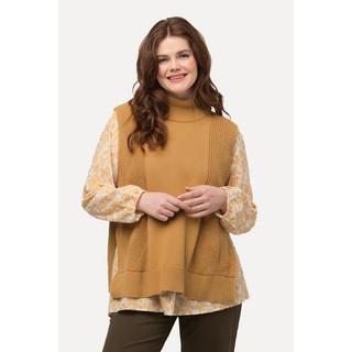 Ulla Popken Zopfmuster ärmelloser Stehkragen Pullunder  