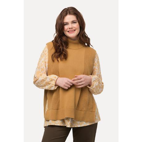 Ulla Popken Zopfmuster ärmelloser Stehkragen Pullunder  