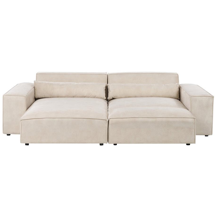 Beliani Ecksofa mit Ottomane aus Samtstoff  HELLNAR  