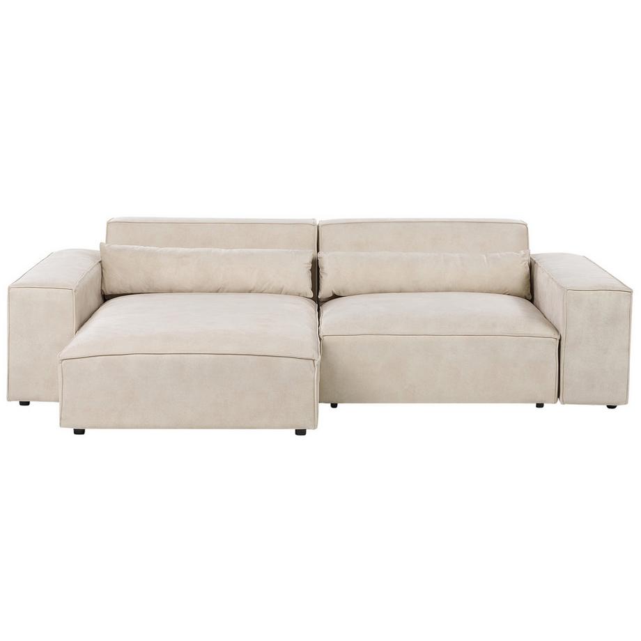 Beliani Ecksofa mit Ottomane aus Samtstoff  HELLNAR  