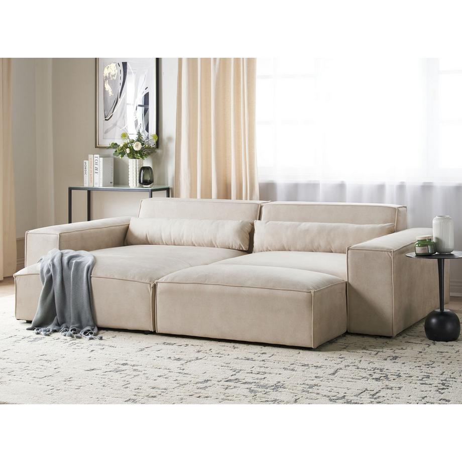 Beliani Ecksofa mit Ottomane aus Samtstoff  HELLNAR  