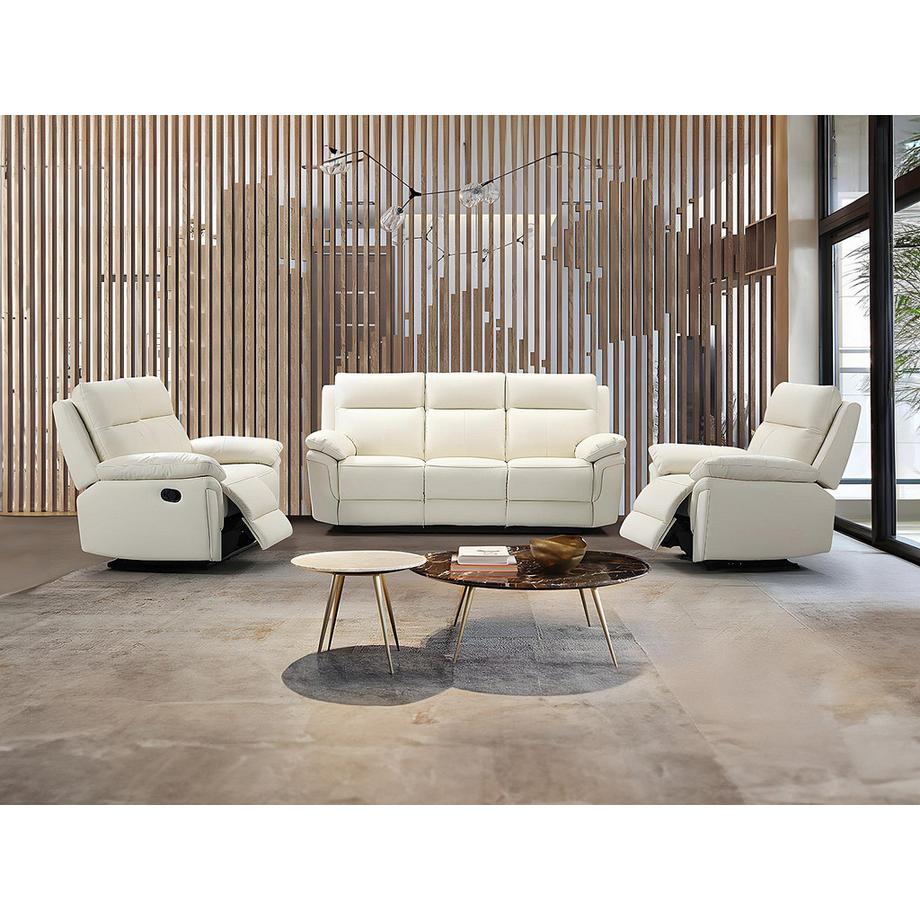 Vente-unique Relaxgarnitur 3+2+1 Büffelleder Elfenbein PAKITA  