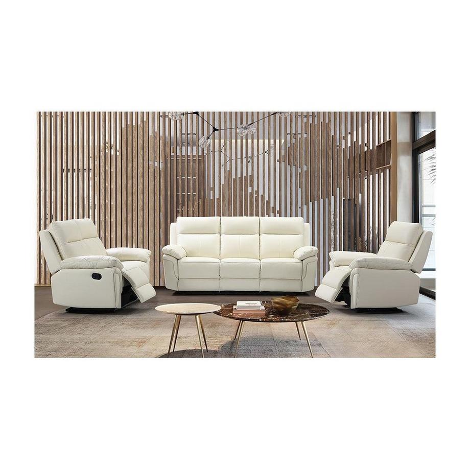 Relaxgarnitur 3+2+1 Büffelleder Elfenbein PAKITA