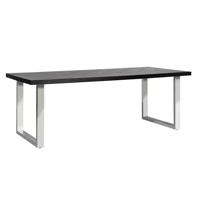 mutoni Table à manger Nalo plaqué chêne pieds U argent 235x100  