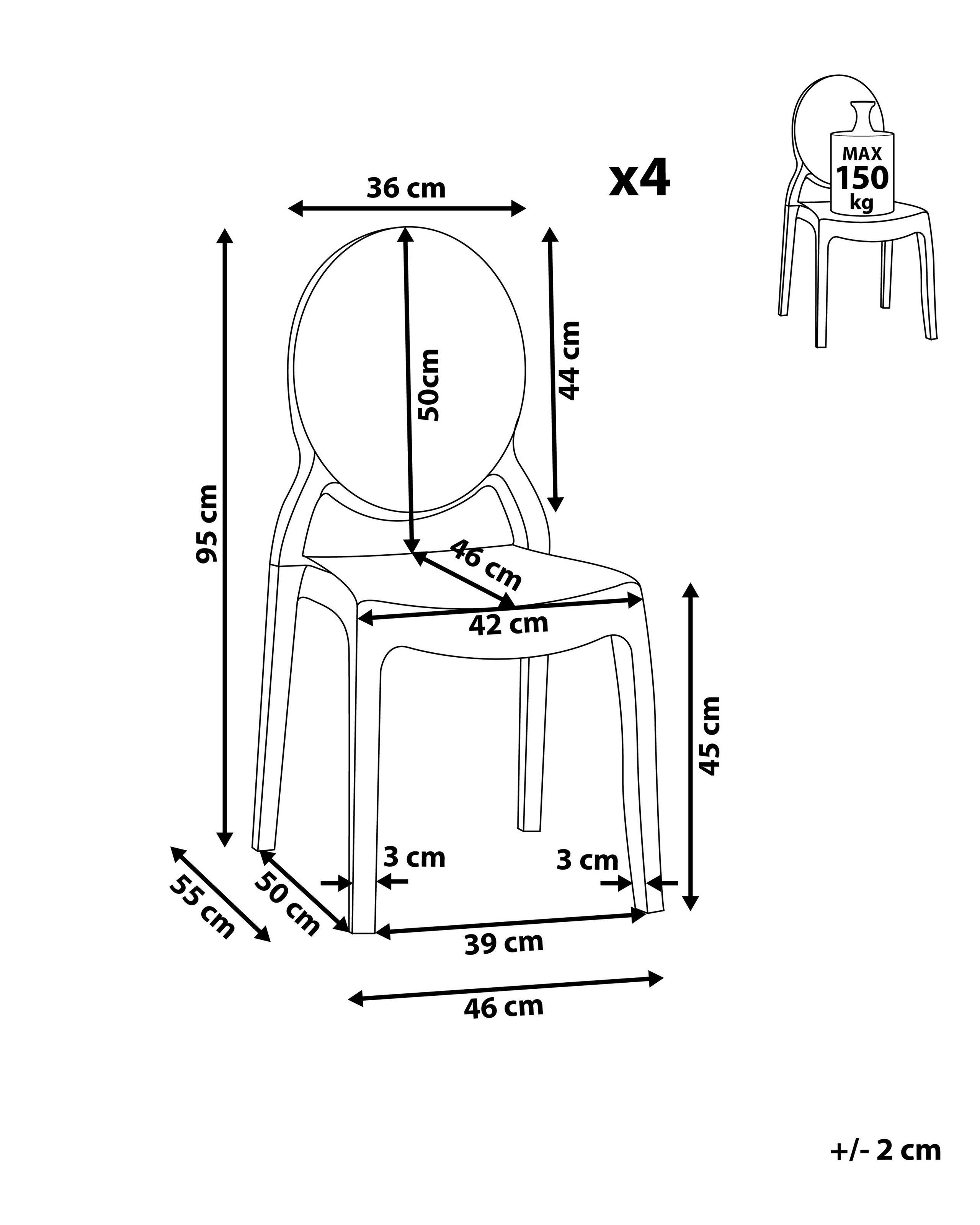 Beliani Lot de 4 chaises en Polycarbonate Moderne MERTON  