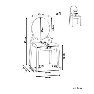 Beliani Lot de 4 chaises en Polycarbonate Moderne MERTON  