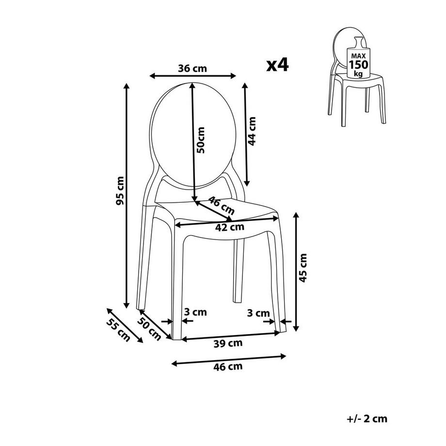 Beliani Lot de 4 chaises de salle à manger en Polycarbonate  MERTON  