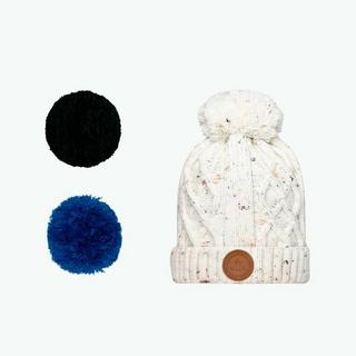 CABAIA Jus de Pomme Bonnet en Maille Torsadée avec Pompons Interchangeables  