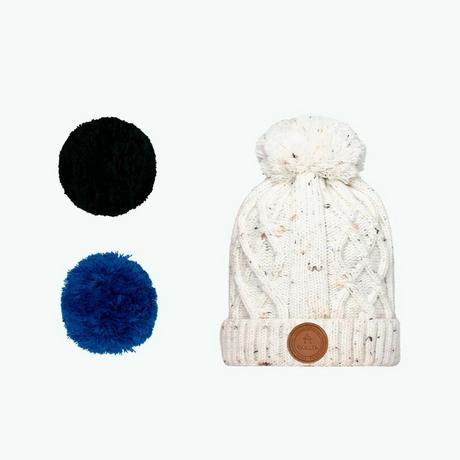 CABAIA Jus de Pomme Bonnet en Maille Torsadée avec Pompons Interchangeables  