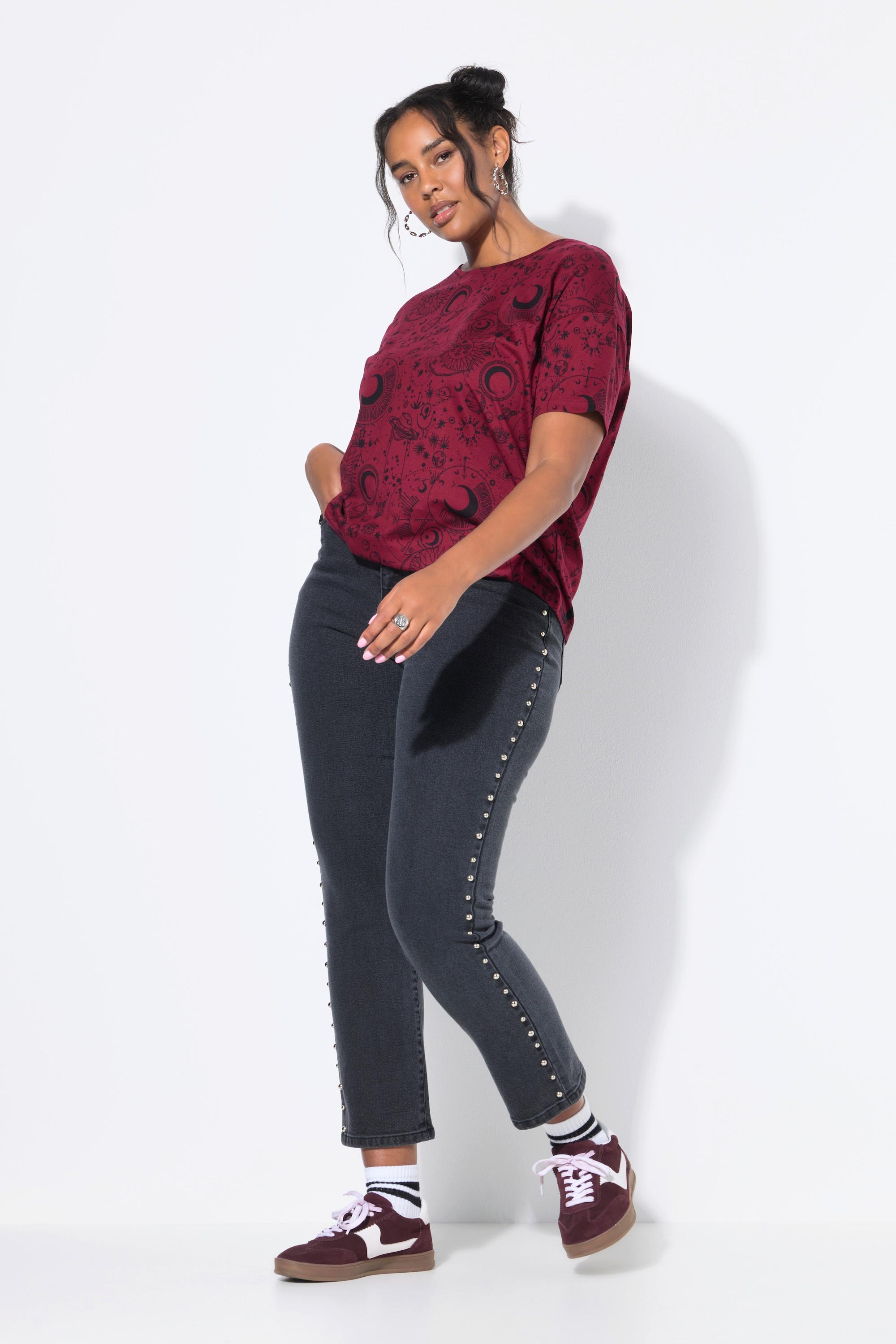 Studio Untold Jean Mom Rivets Fantaisie 5 Poches Taille Élastique  