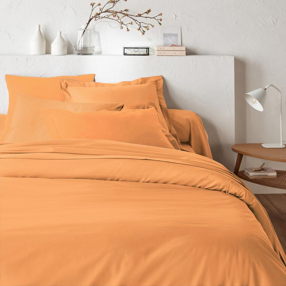 Housse de couette zippée unie en coton