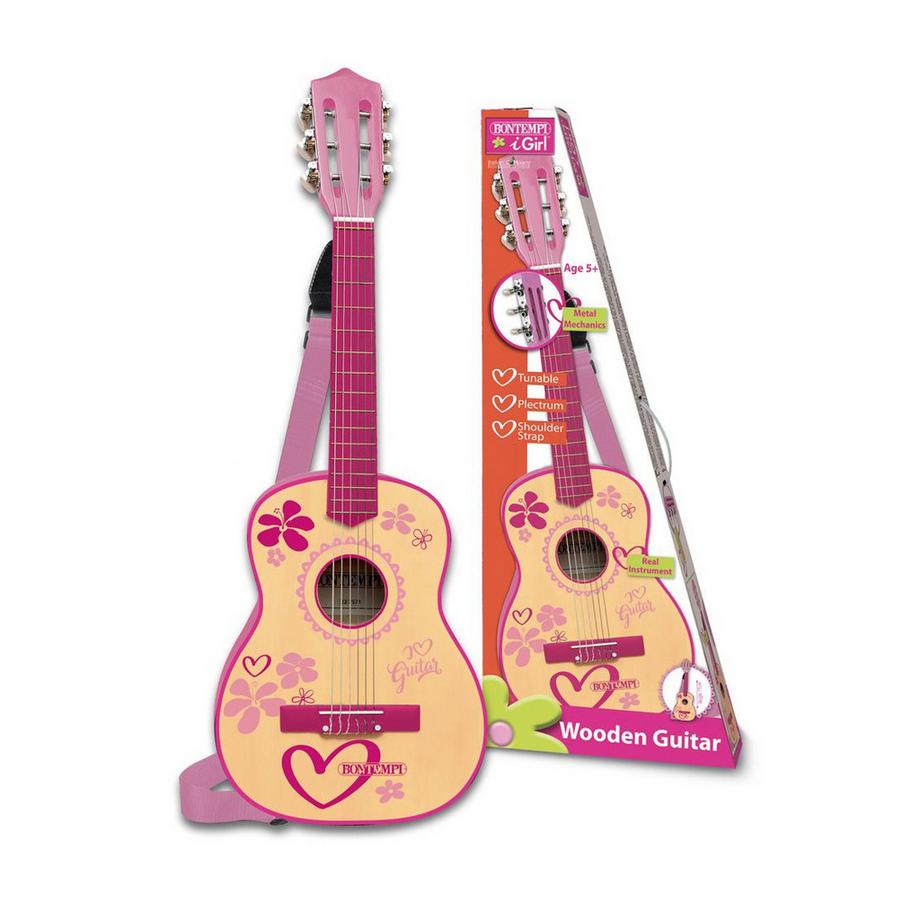 BONTEMPI  Klassische Holzgitarre Pink (75cm) 