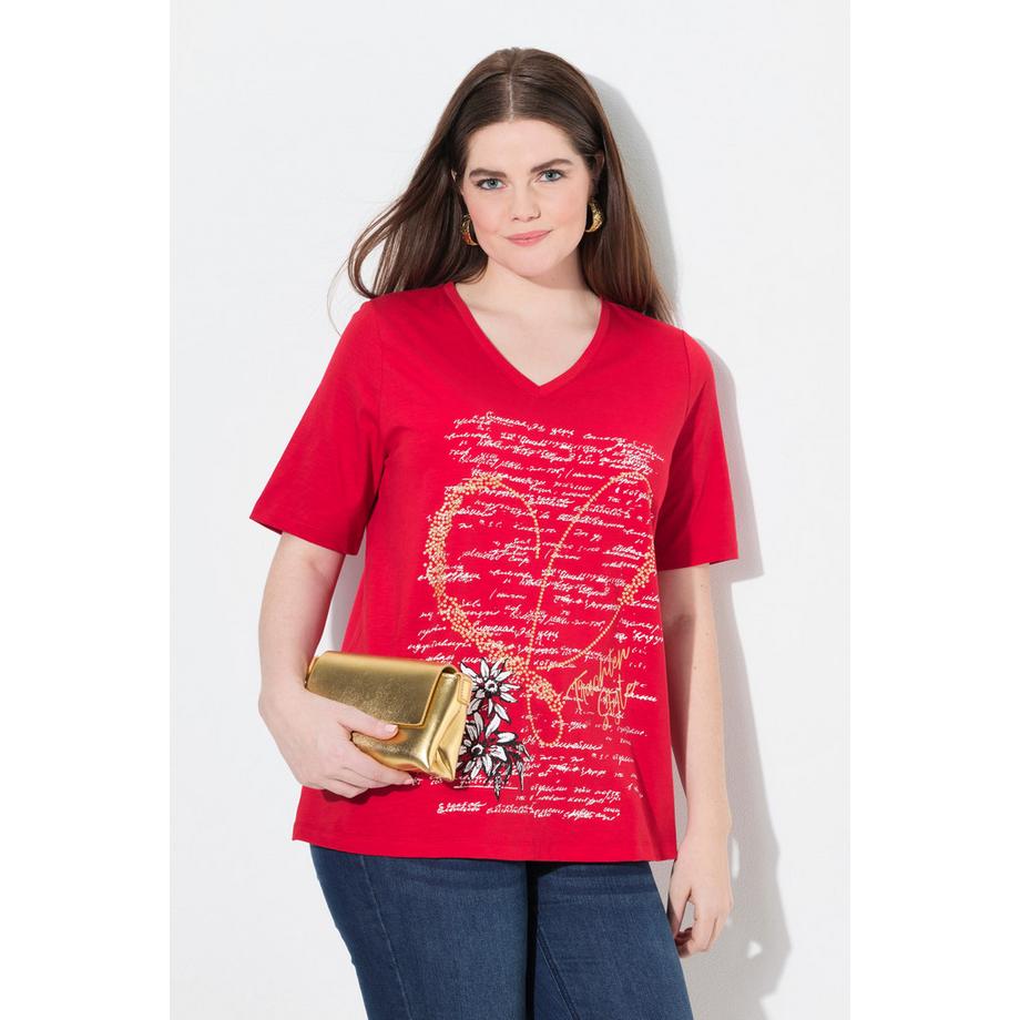 Ulla Popken Classic Trachtenmotiv Col Rond Manches Courtes T-Shirt  