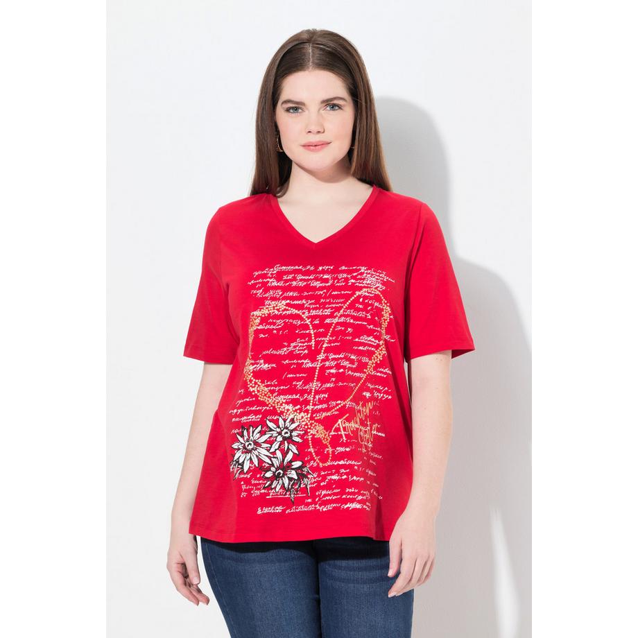 Ulla Popken Classic Trachtenmotiv Col Rond Manches Courtes T-Shirt  