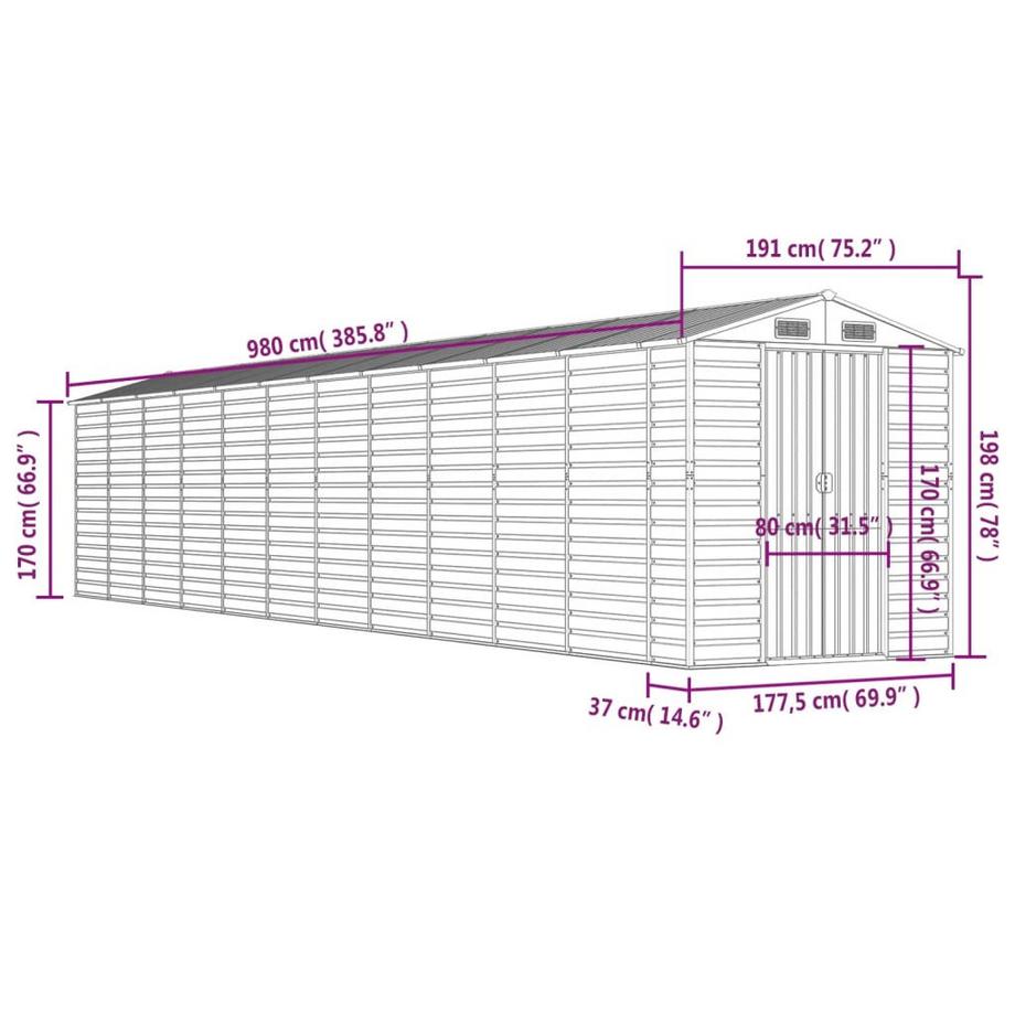 VidaXL Abri de jardin acier  