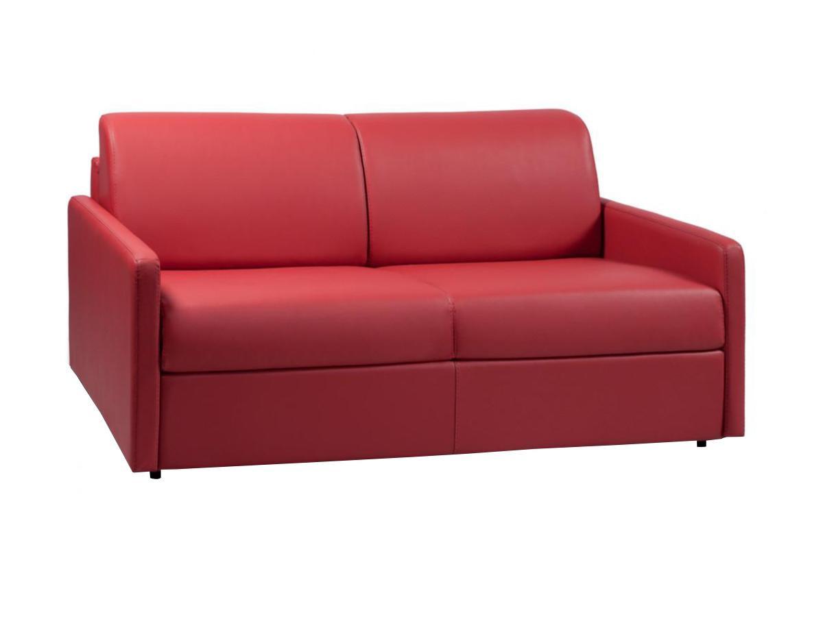 Vente-unique Schlafsofa 3Sitzer Kunstleder Liegefläche mit Lattenrost mit breiten Latten 1Matratze CALIFE  