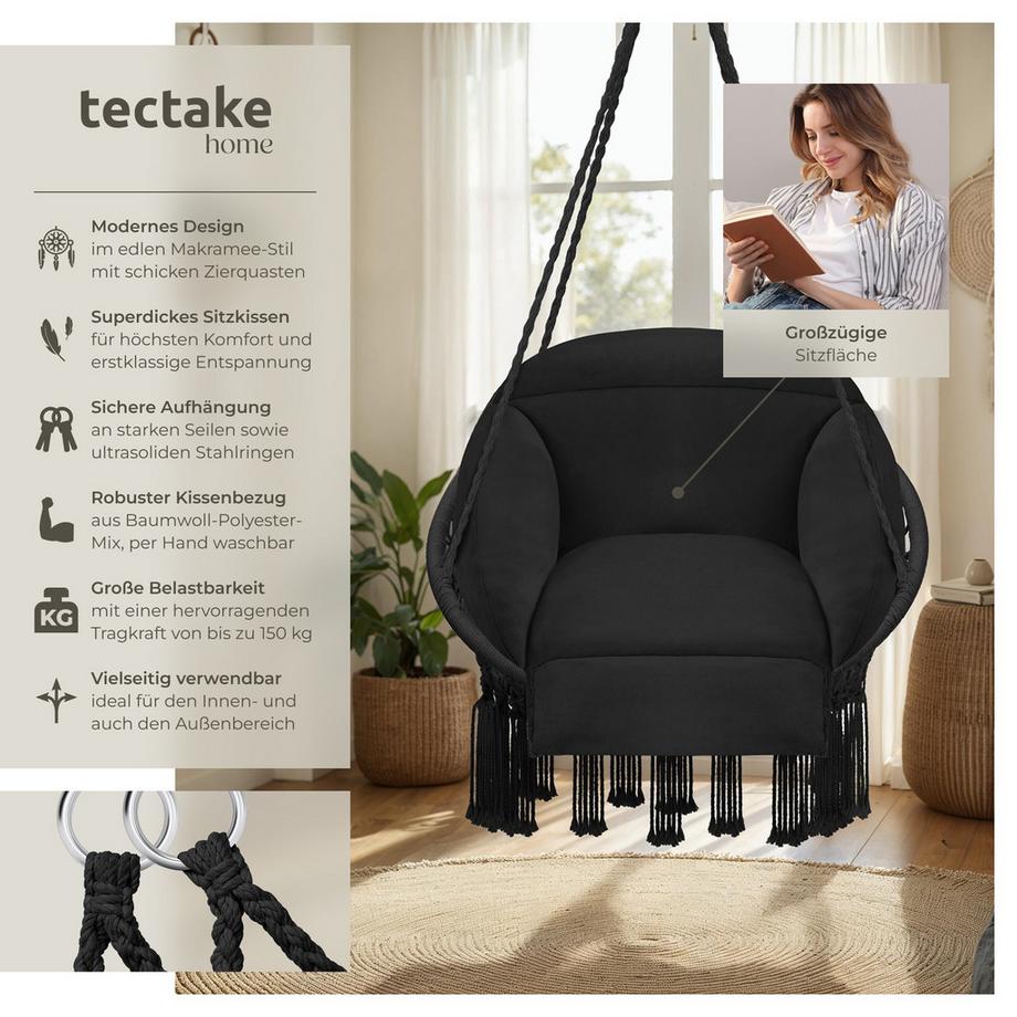 Tectake Poltrona sospesa Samira con spesso cuscino da seduta  