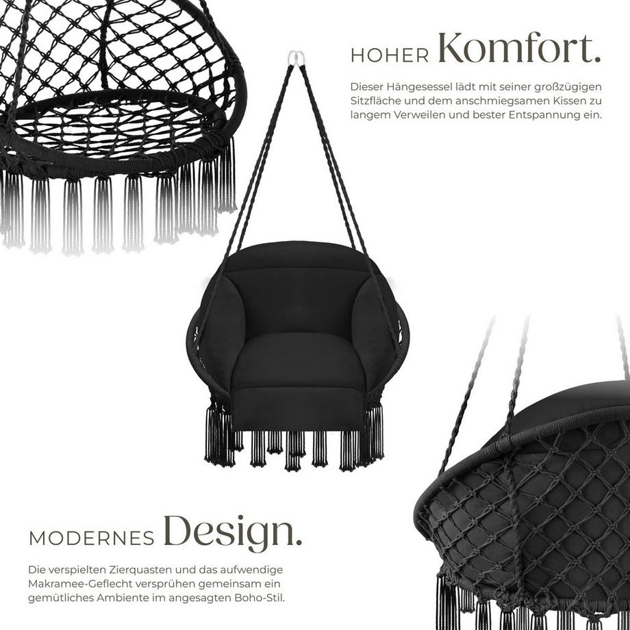 Tectake Poltrona sospesa Samira con spesso cuscino da seduta  