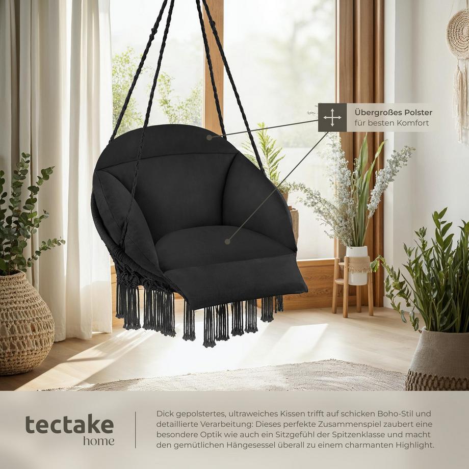 Tectake Poltrona sospesa Samira con spesso cuscino da seduta  