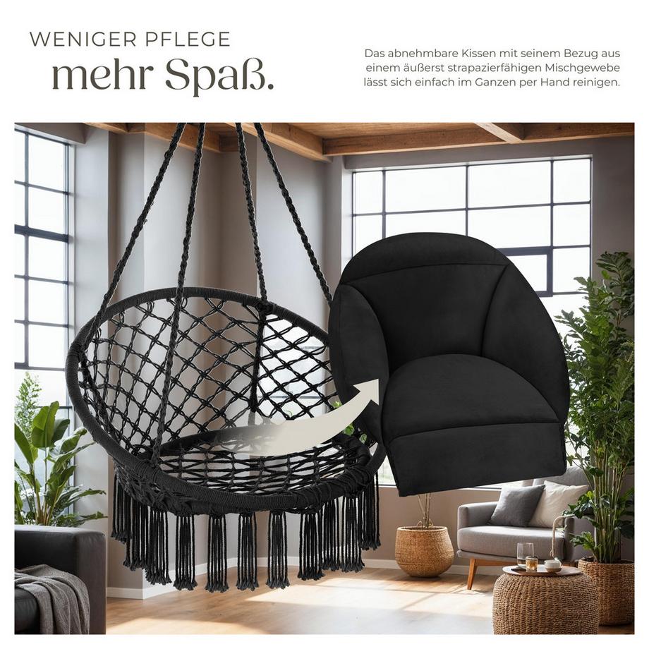 Tectake Poltrona sospesa Samira con spesso cuscino da seduta  