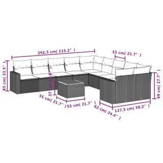 VidaXL Ensemble de canapés de jardin rotin synthétique  