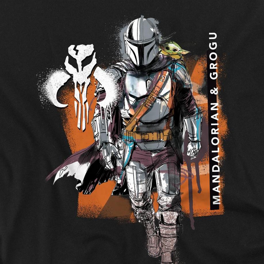 STAR WARS Star Wars The Mandalorian Grogu Graffiti Spray T-Shirt Maniche Lunghe  
