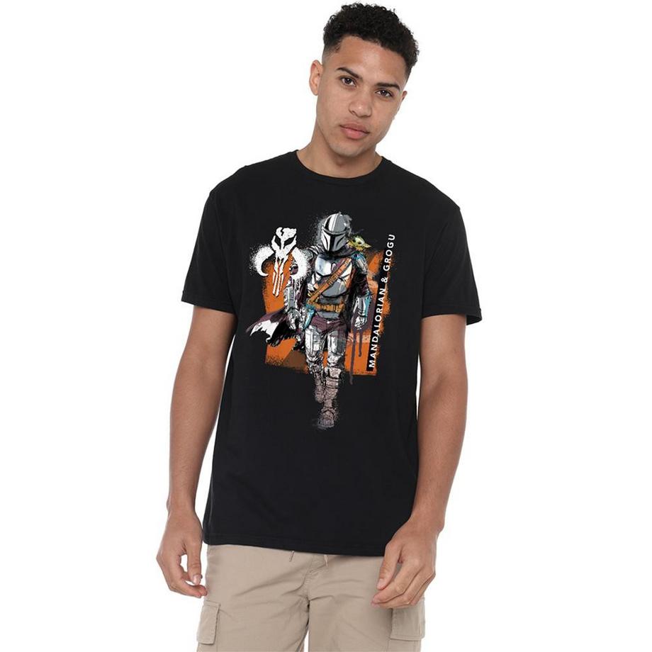 STAR WARS Star Wars The Mandalorian Grogu Graffiti Spray T-Shirt Maniche Lunghe  