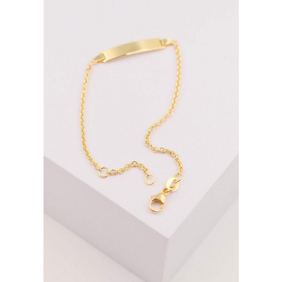 MUAU Schmuck  Bébé Bracelet Rundanker Gelbgold 375, 18cm Gravurplatte 1.9cm 