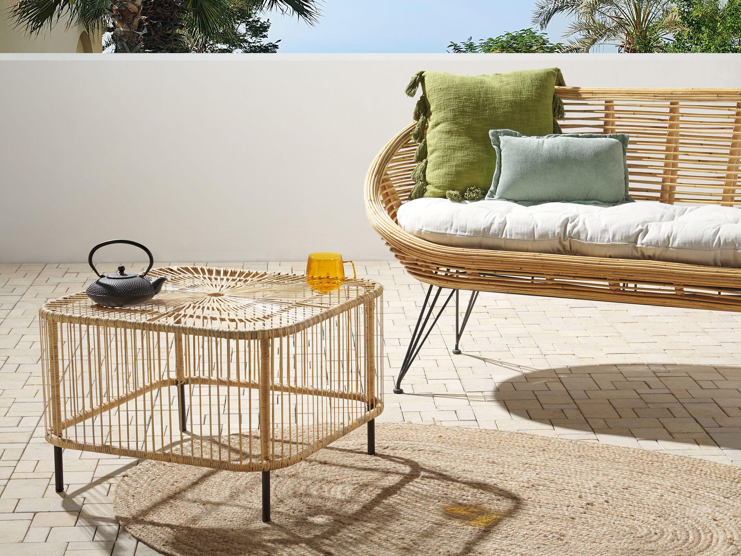 Beliani Couchtisch aus Rattan Boho CESENATICO  