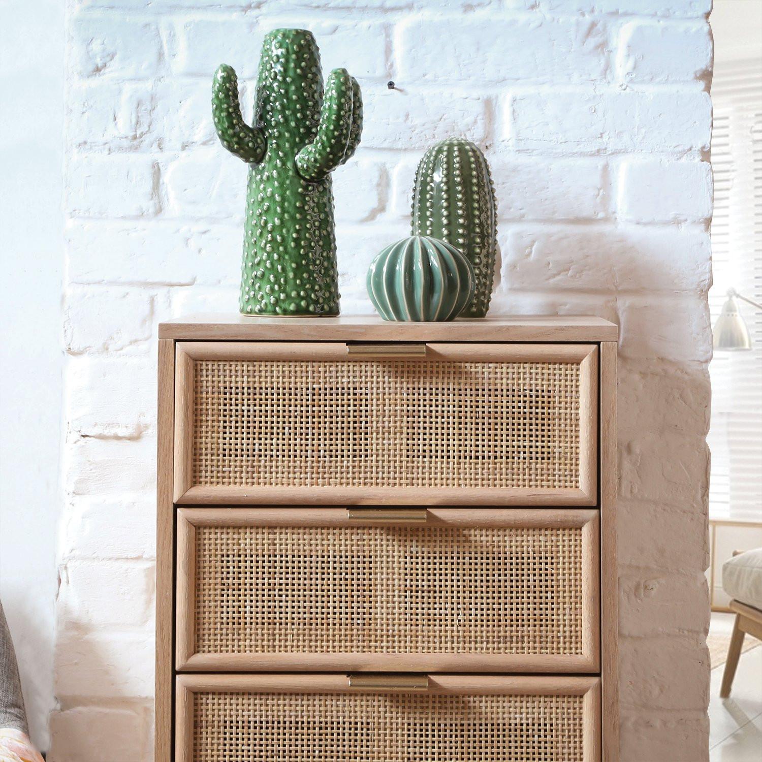 Calicosy Chiffonnier 5 tiroirs façades en rotin naturel - L36.5 x H100.5 cm - MIYA  