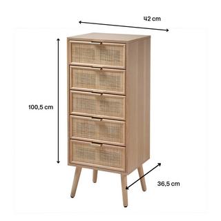 Calicosy Chiffonnier 5 tiroirs façades en rotin naturel - L36.5 x H100.5 cm - MIYA  