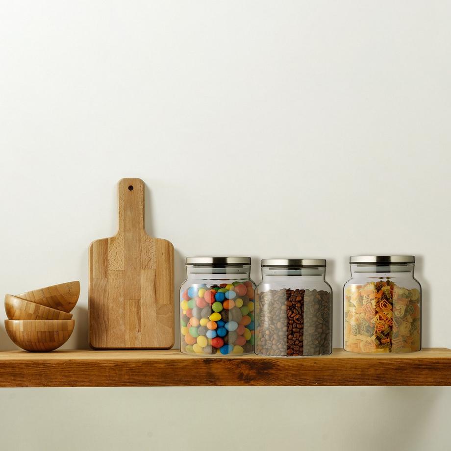 B2X lot de 3 bocaux de conservation avec couvercles 1100 ml  