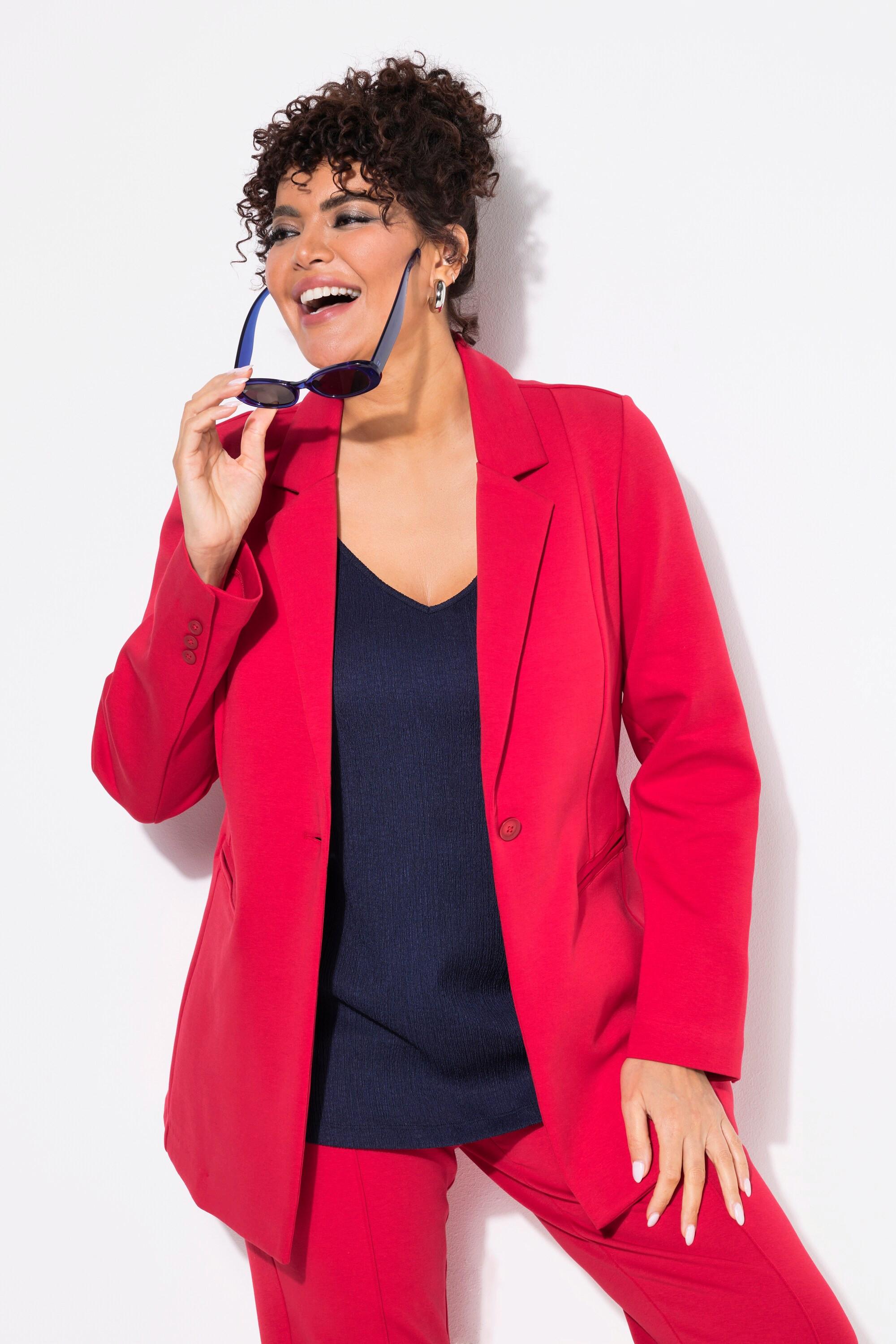 Ulla Popken  Blazer en jersey stretch, ligne en A et col à revers 