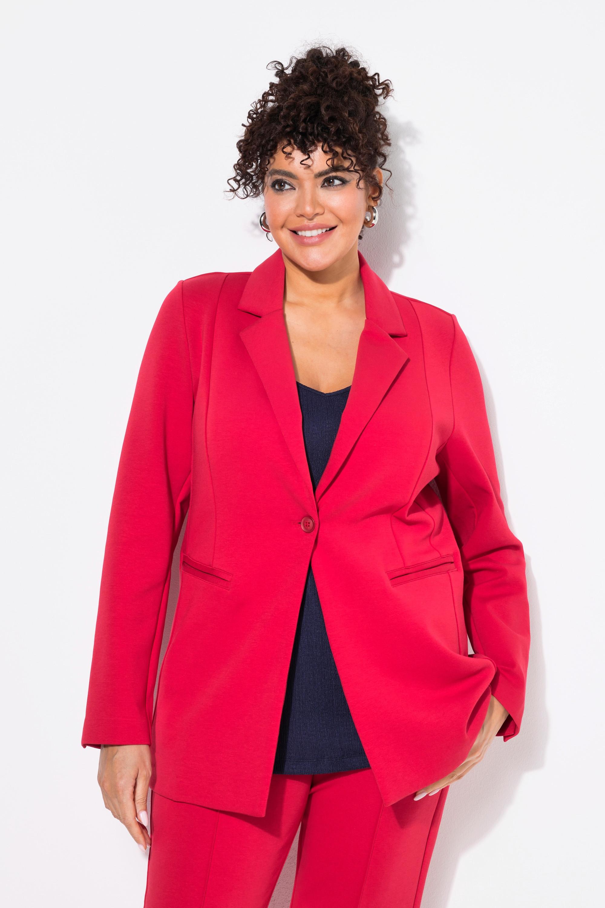 Ulla Popken  Blazer en jersey stretch, ligne en A et col à revers 