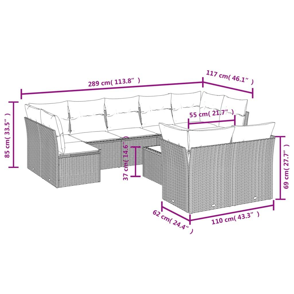 VidaXL Ensemble de canapés de jardin rotin synthétique  