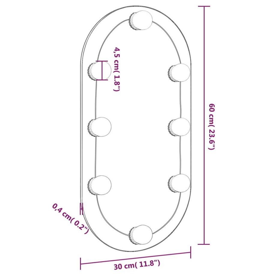 VidaXL Spiegel mit led-leuchte glas  