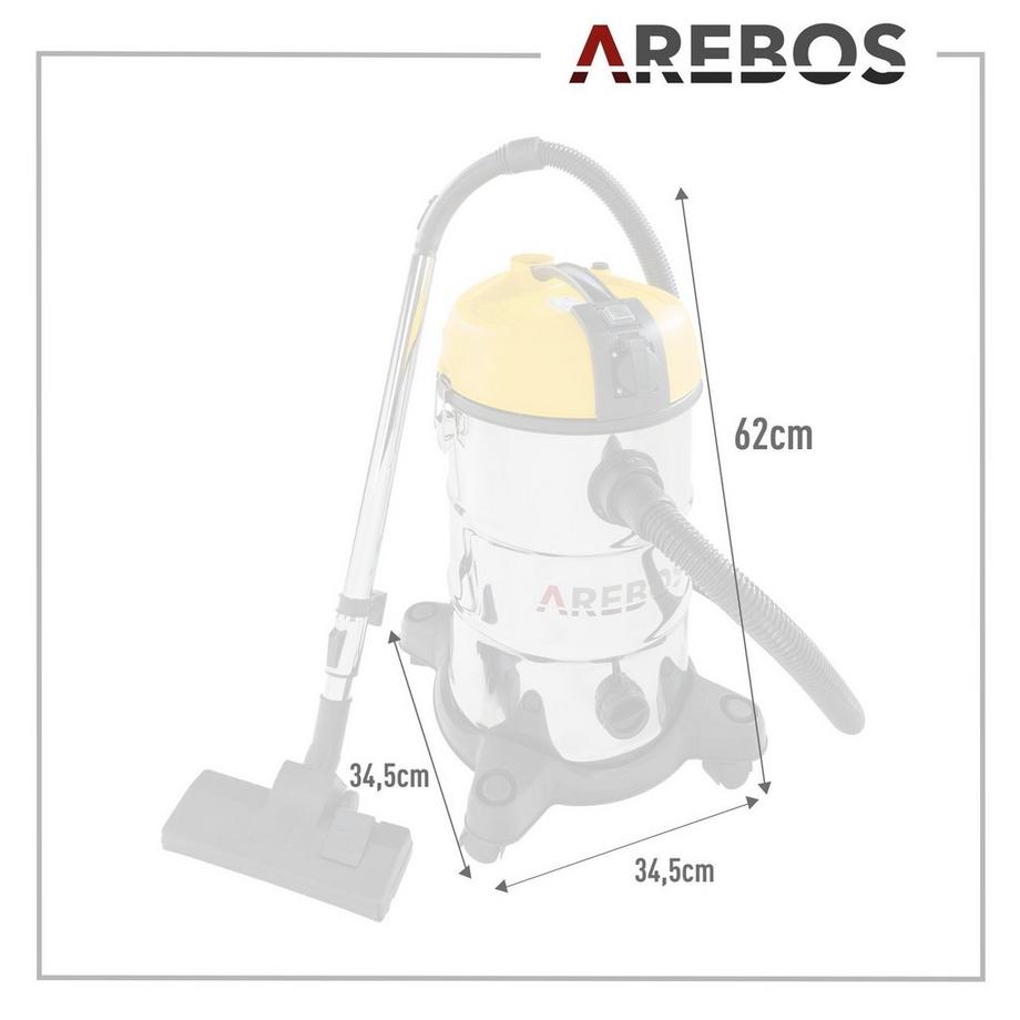 Arebos Industriestaubsauger 5IN1 Staubsauger Nass Trocken 1300 W 30 L  