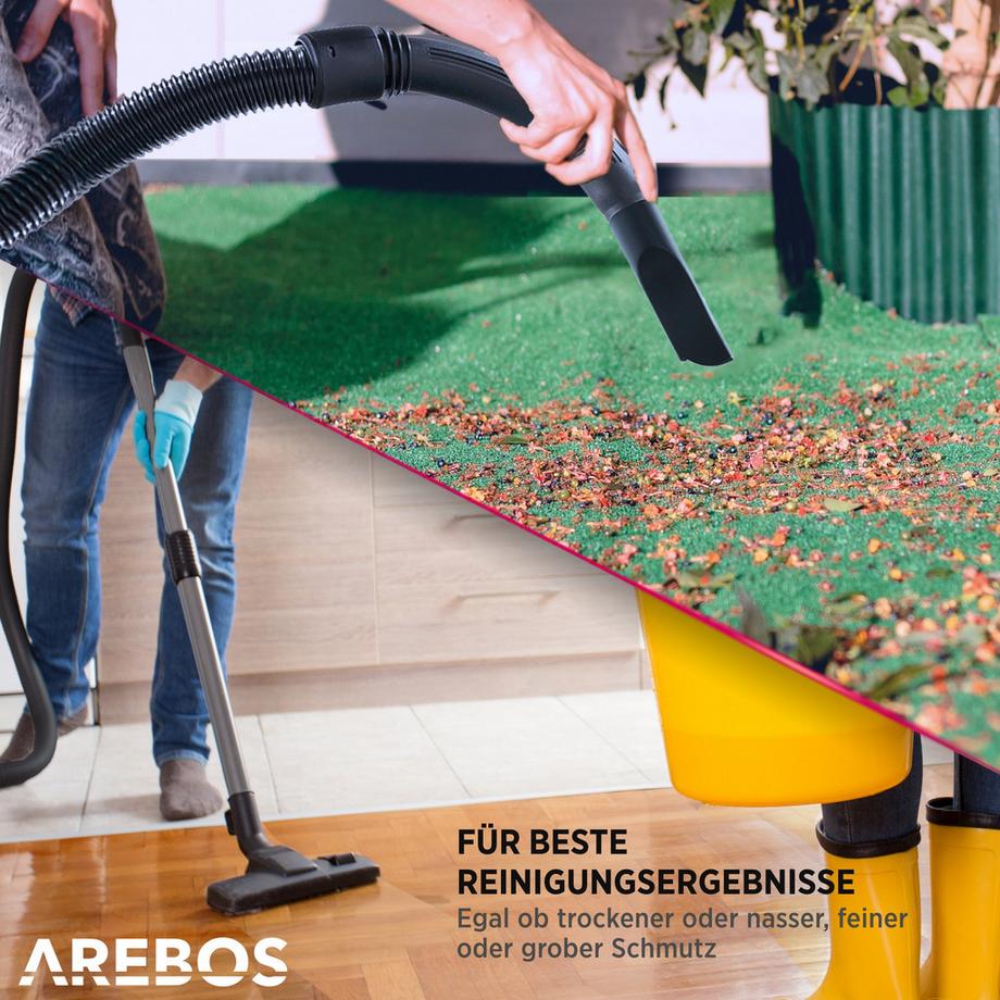 Arebos Industriestaubsauger 5IN1 Staubsauger Nass Trocken 1300 W 30 L  