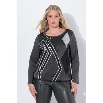 Maglia con rombi, scollo a girocollo, maniche lunghe e orlo elastico