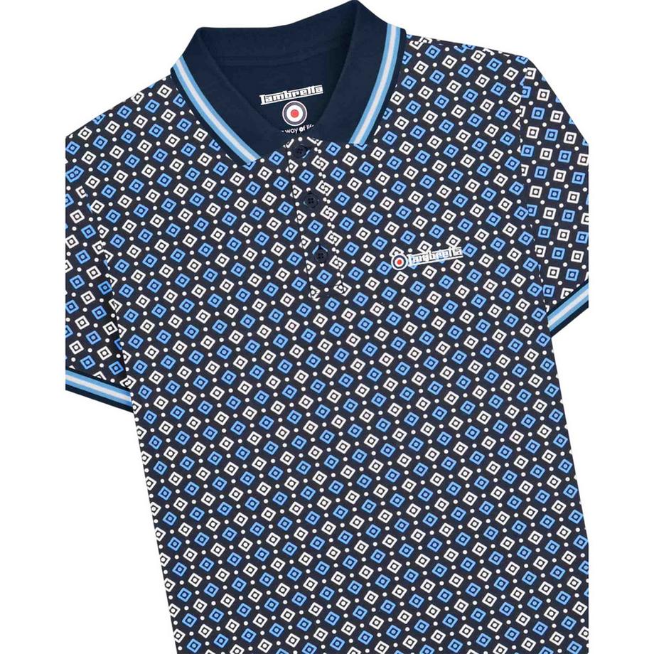 Lambretta  Ss25 Maglietta Polo Grande E Alto Geometrica 