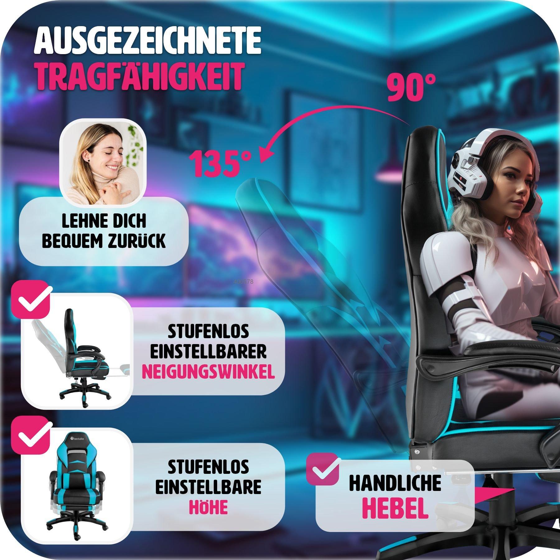 Tectake Racing Bürostuhl Comodo mit Fussstütze  