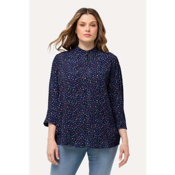 Blouse en crêpe, manches 3/4, col montant et imprimé intégral