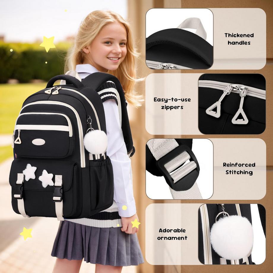 Only-bags.store Zaino scolastico leggero con dettagli a stella  