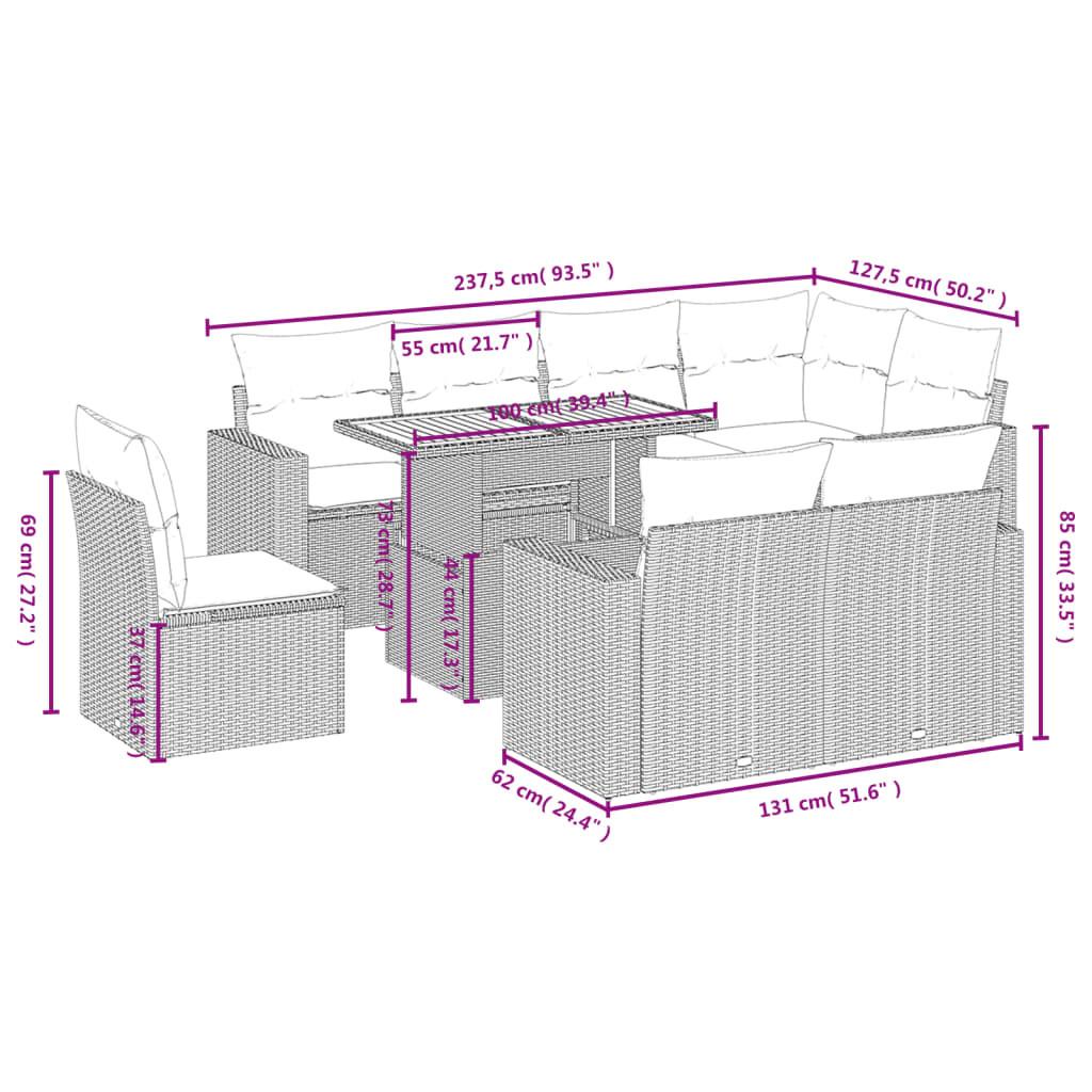 VidaXL Ensemble de canapés de jardin rotin synthétique  