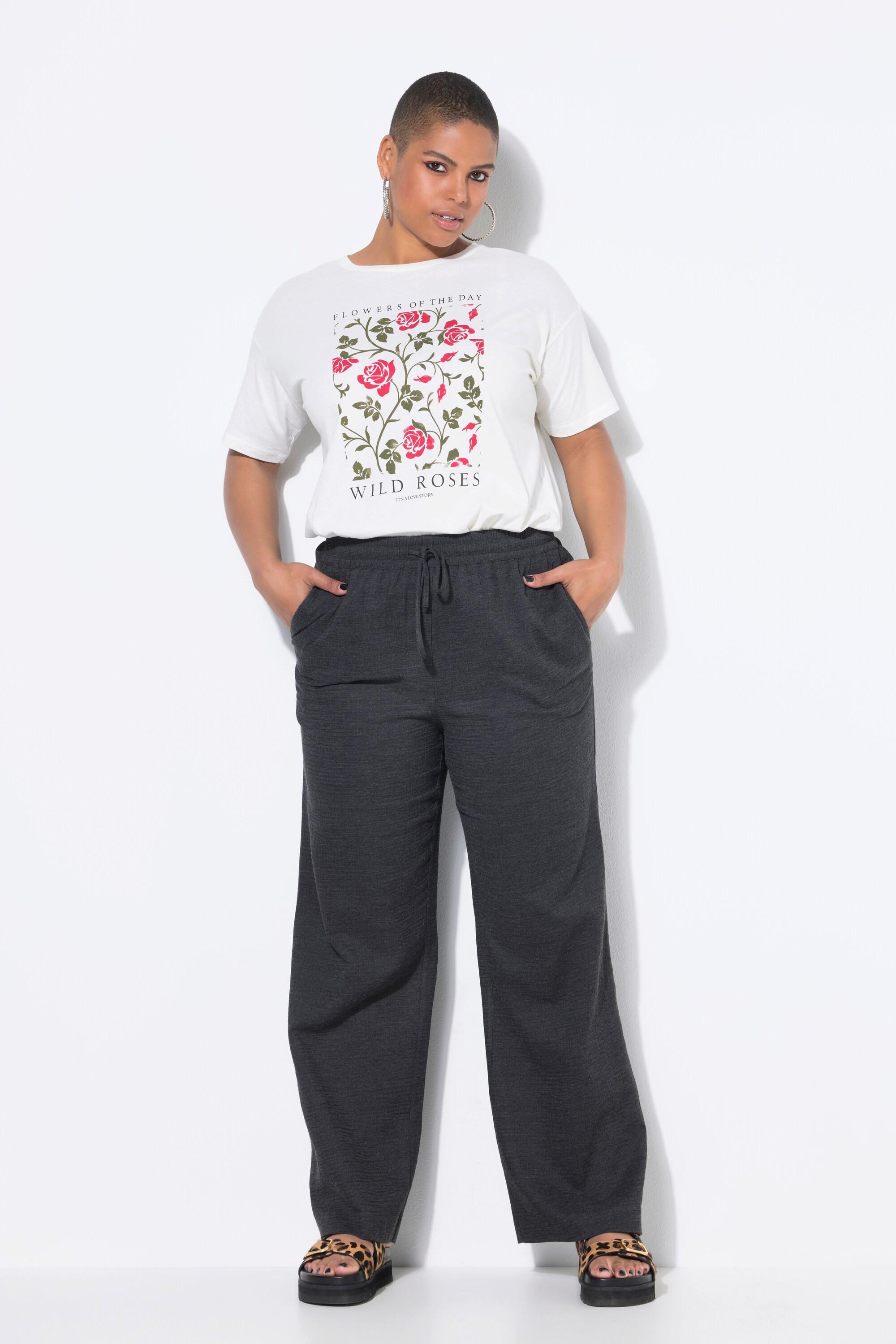 Studio Untold Wide Legs High Waist Hose feine Struktur  