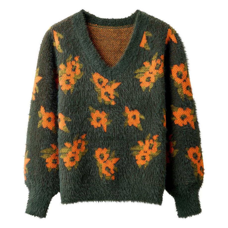 Joe Browns Pull Duveteux Col V Fleurs d'Automne  